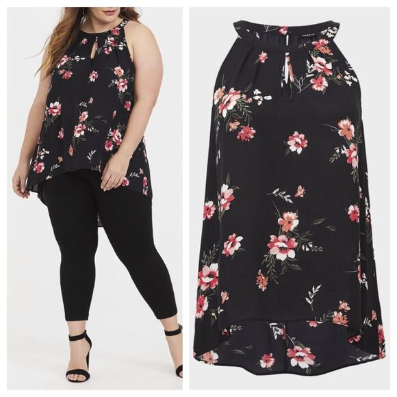 Torrid Women's Georgette Goddess Neck Tank Rosey Punch Size 2X - Picture 3 of 8